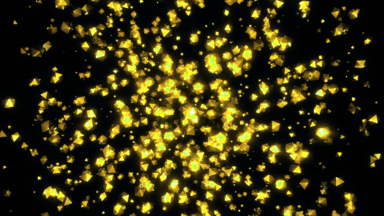 추상적으로 빛나는 황금색 기하학적 입자