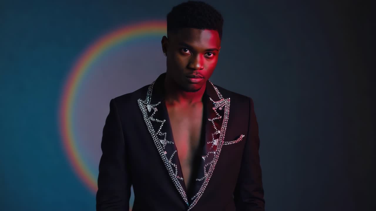 Fashionable man in a studded jacket