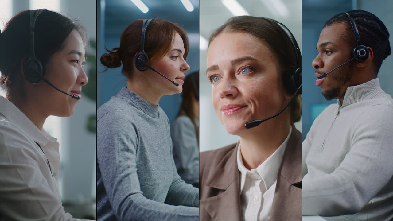 equipo diverso del centro de llamadas