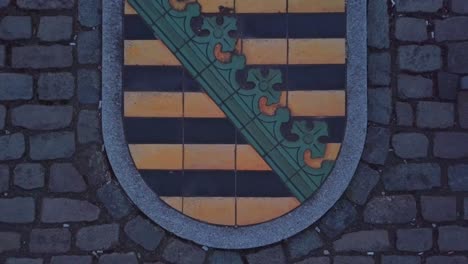 Aerial-view-of-Saxonian-coat-of-arms-in-medieval-town-in-Germany