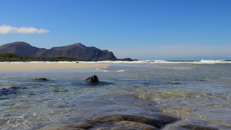 Beach-Lofoten-islands-is-an-archipelago-in-the-county-of-Nordland,-Norway.