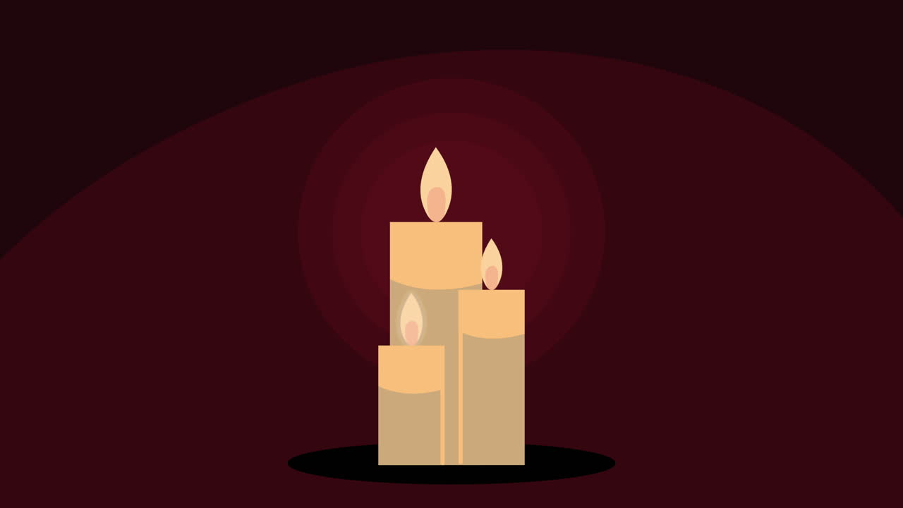 tres velas de fuego animación decorativa