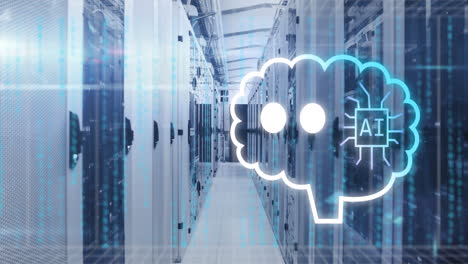 animation of ai text and data processing over computer servers