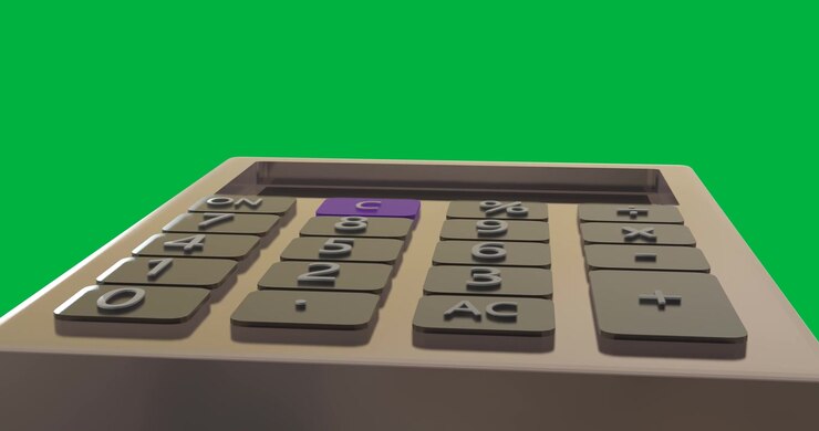 Animation of school calculator floating over transparent background