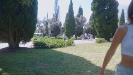 woman enjoying a park activity