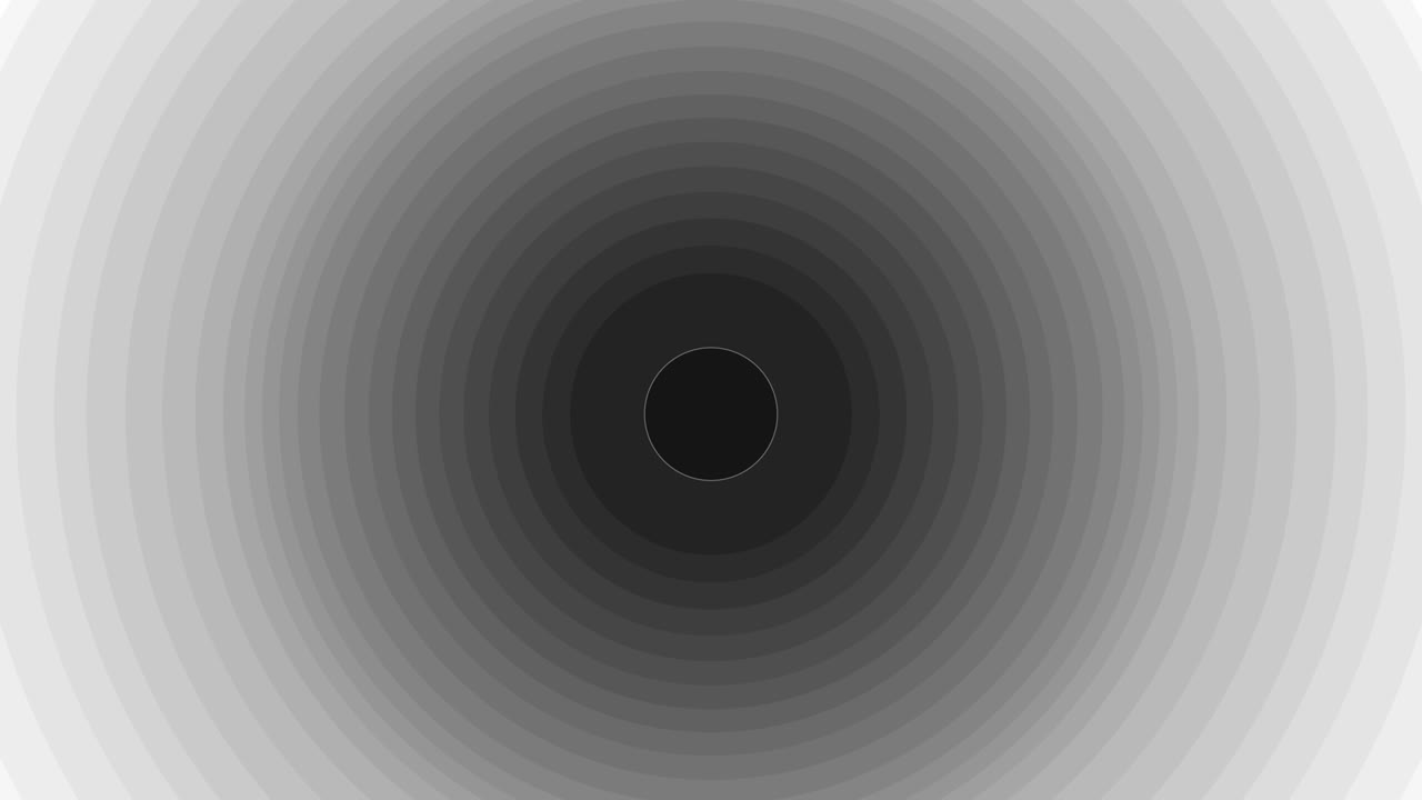 capas de círculos graduales ondulan arriba y abajo. animación de formas abstractas. un fondo de imaginación y creatividad. el color es negro y gris.