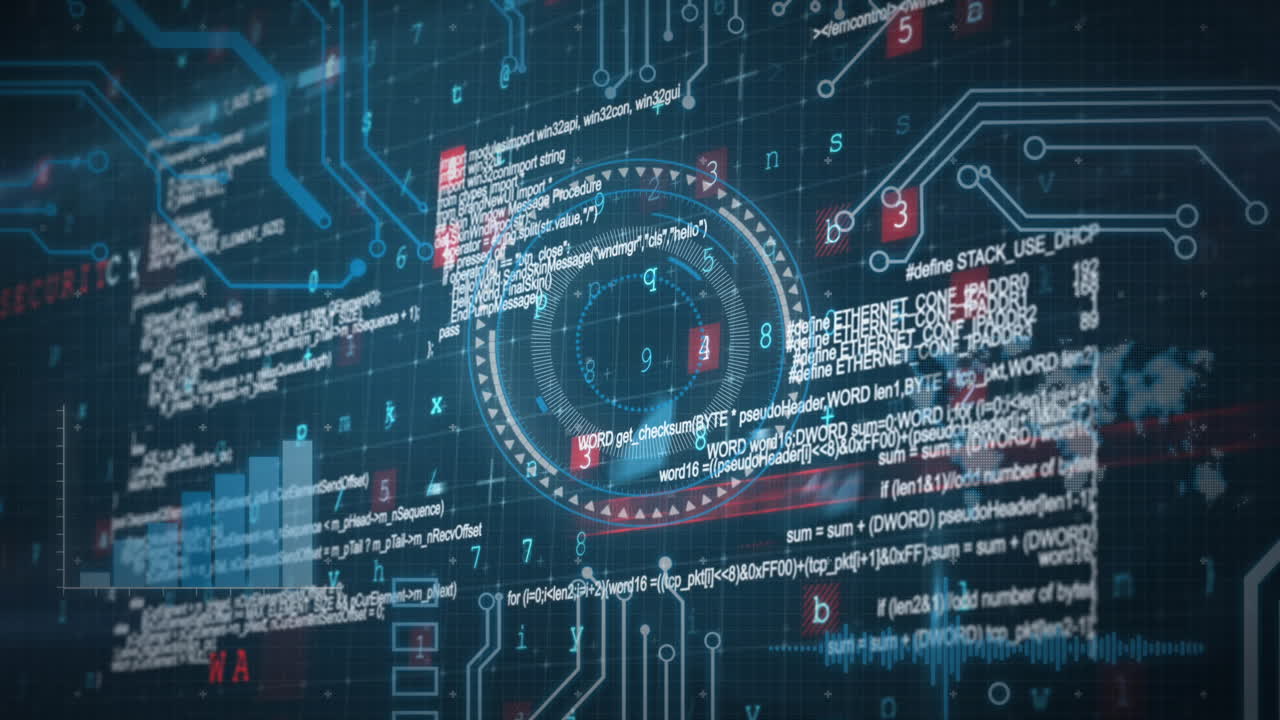 animación del escaneo del alcance, el procesamiento de datos y el mapa del mundo sobre fondo azul