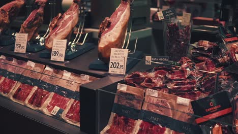 selection of cured meats at a grocery store