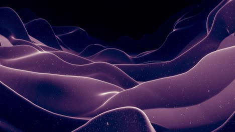 ondas abstractas de material mate negro suave con brillo interno ligero y brillos en la superficie de morphing. superficie geométrica abstracta como el paisaje o el terreno, extrudir o desplazar el ruido 3d. bucle 4k