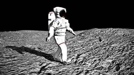 astronaut walking on the moon and admiring the beautiful earth. cg animation.