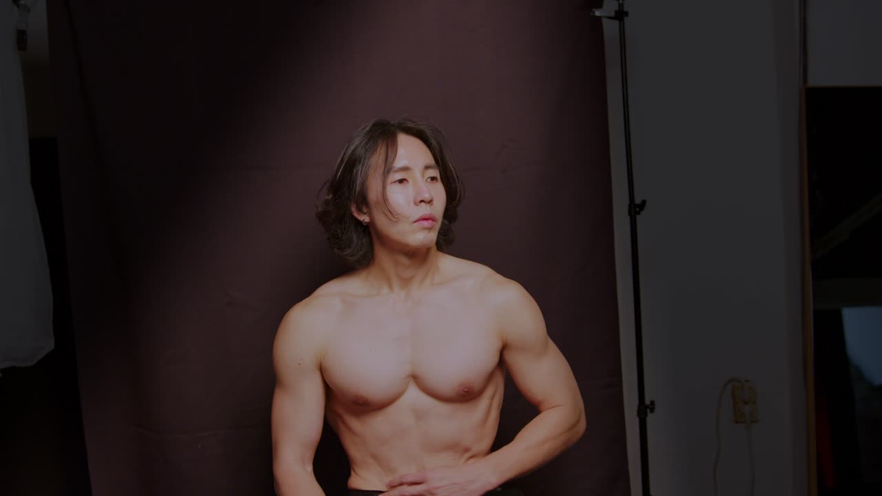 Asian Man Male Model Plays His Muscles Sexy Handsome Body Well Trained And  Attractive Free Stock Video Footage Download Clips