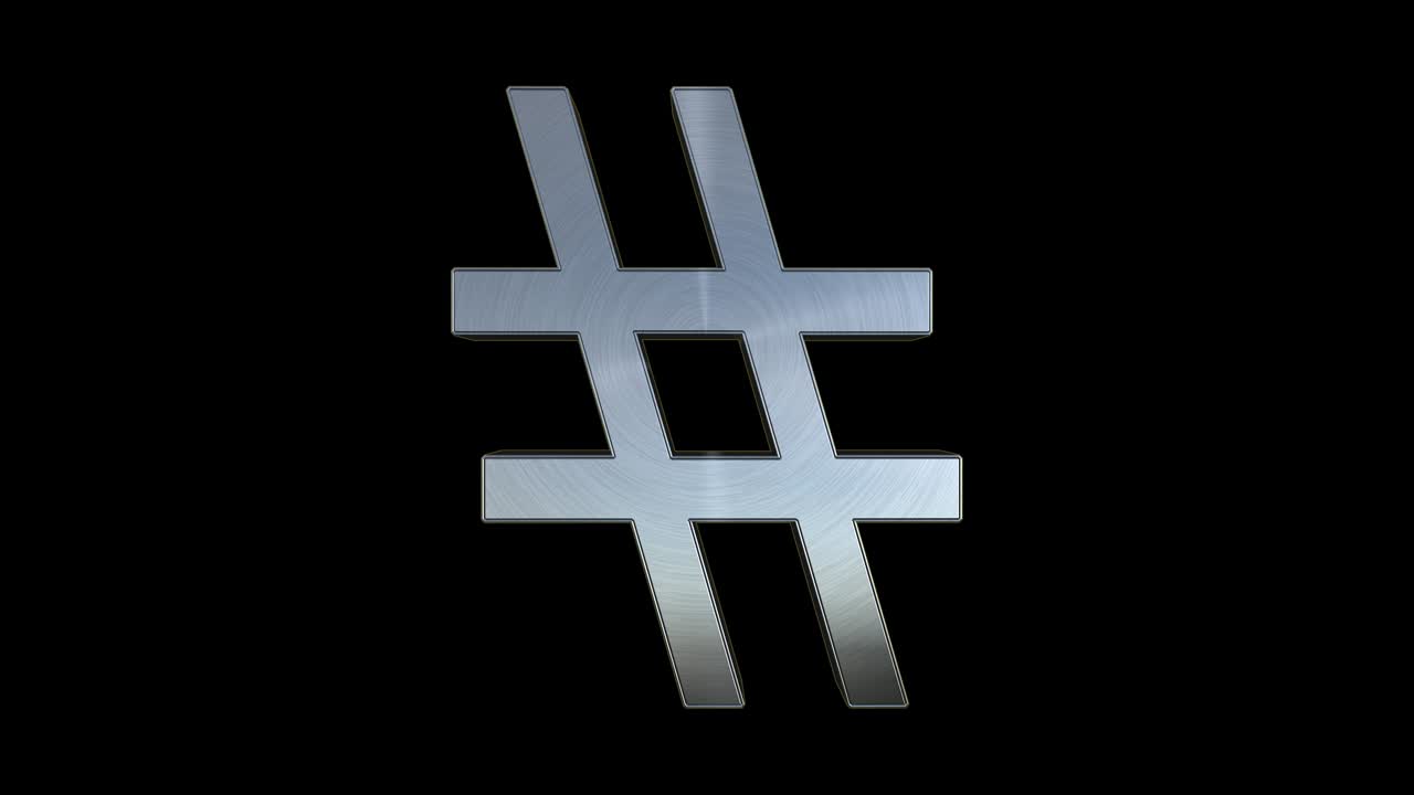 해시태그 표지판 현실적인 금속 재료 - 검은색 배경