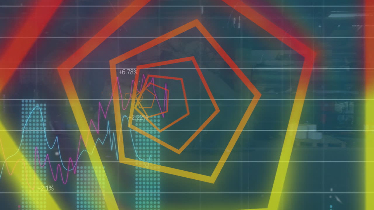 animación del procesamiento de datos sobre formas