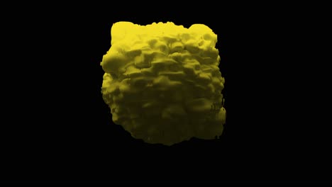 yellow moving virus displayed on black background with final glitch