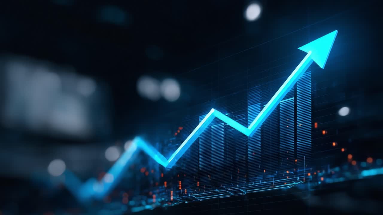 A Dynamic Visualization of Financial Growth: An Ascending Graph Illustrating Market Trends and Positive Performance Metrics in a Digital Environment