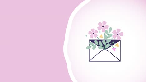4k video of cartoon envelope with the flowers.