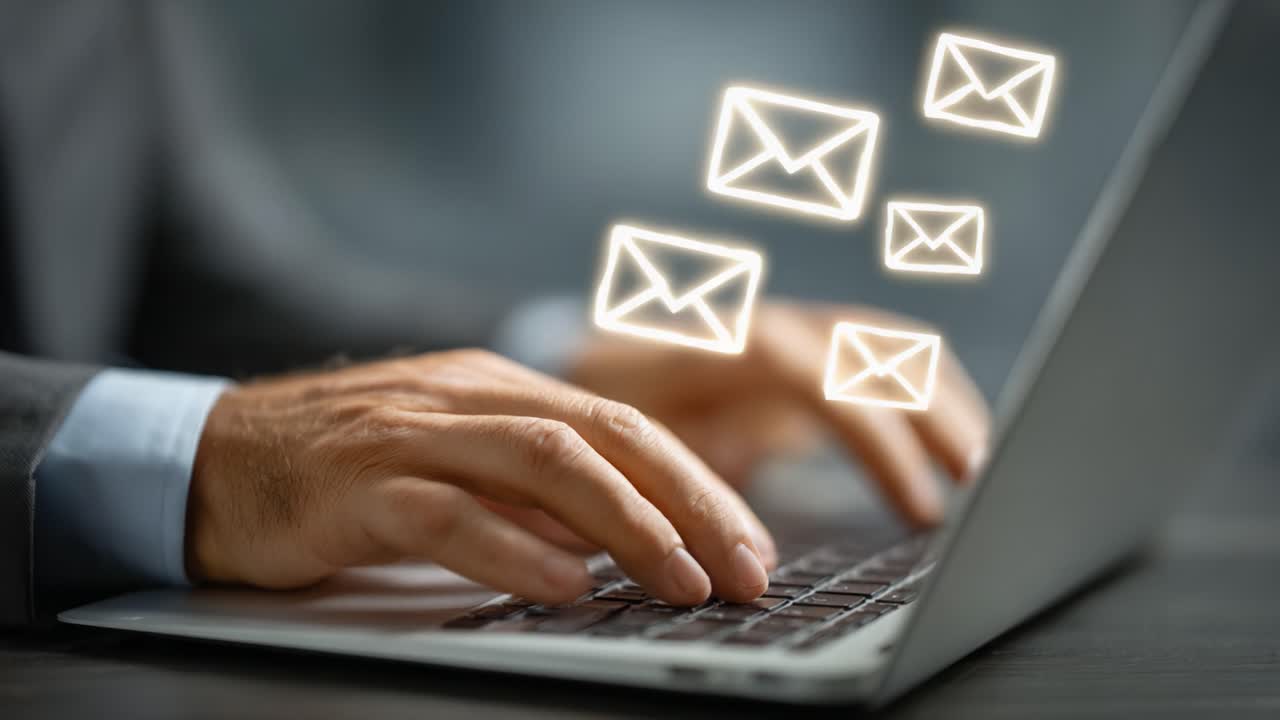 An Individual Engaged in Email Communication on a Laptop, Illustrating the Concept of Digital Messaging and Connectivity in a Professional Setting