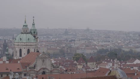 baroque church saint nicholas in prague on a drizzly day