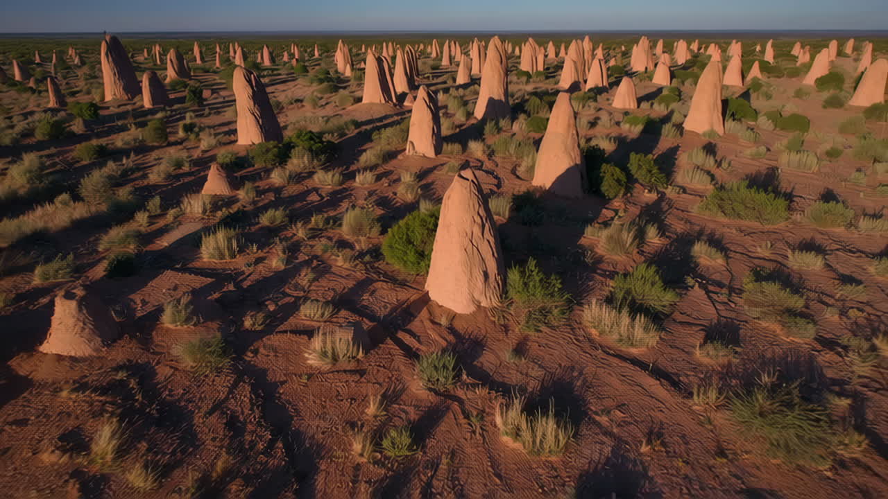 Aerial View of Amazing Ant Mounds in the Desert