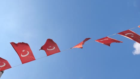 turkish flags in the wind