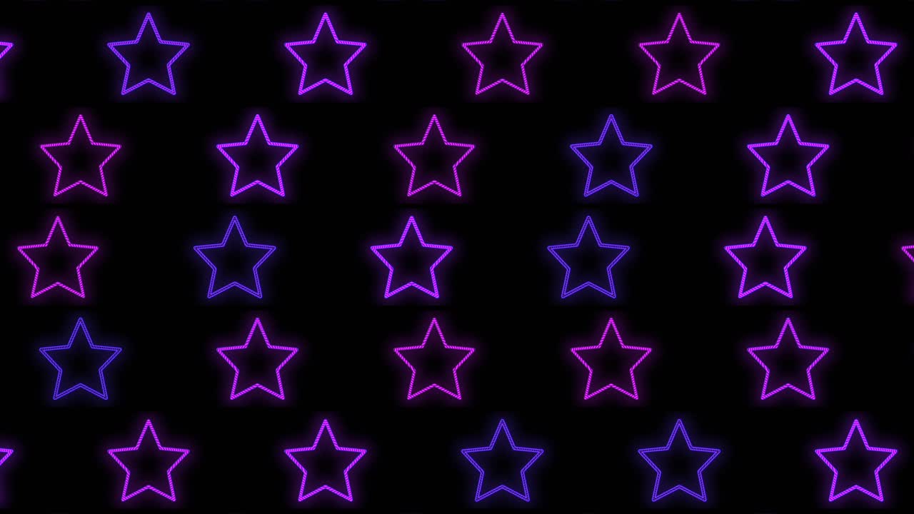patrón de estrellas de neón pulsantes con luz led en estilo casino.