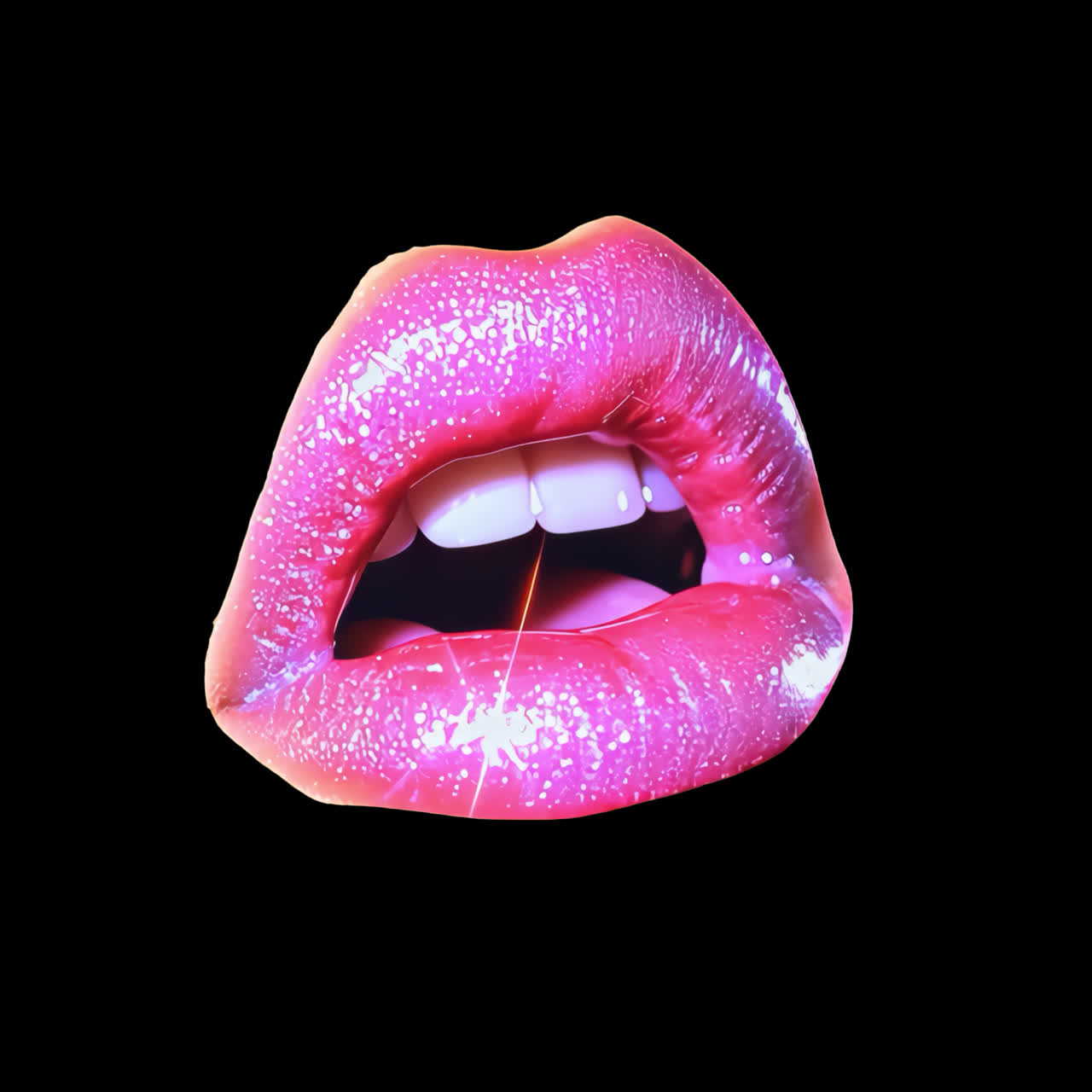 Glossy lips sparkle glamorously animation isolated asset, transparent 4K video, alpha channel