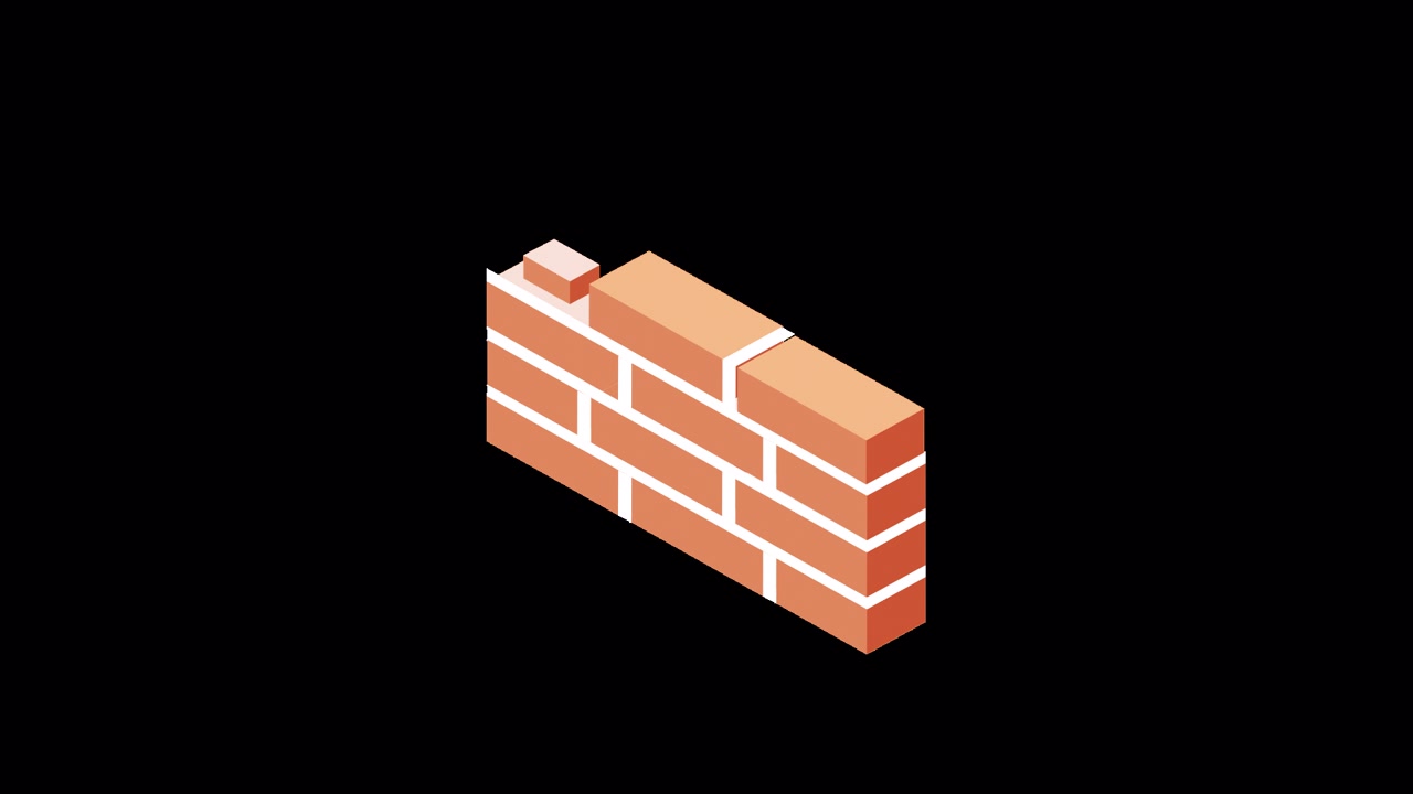 Animated Isometric Construction of a Red Brick Wall