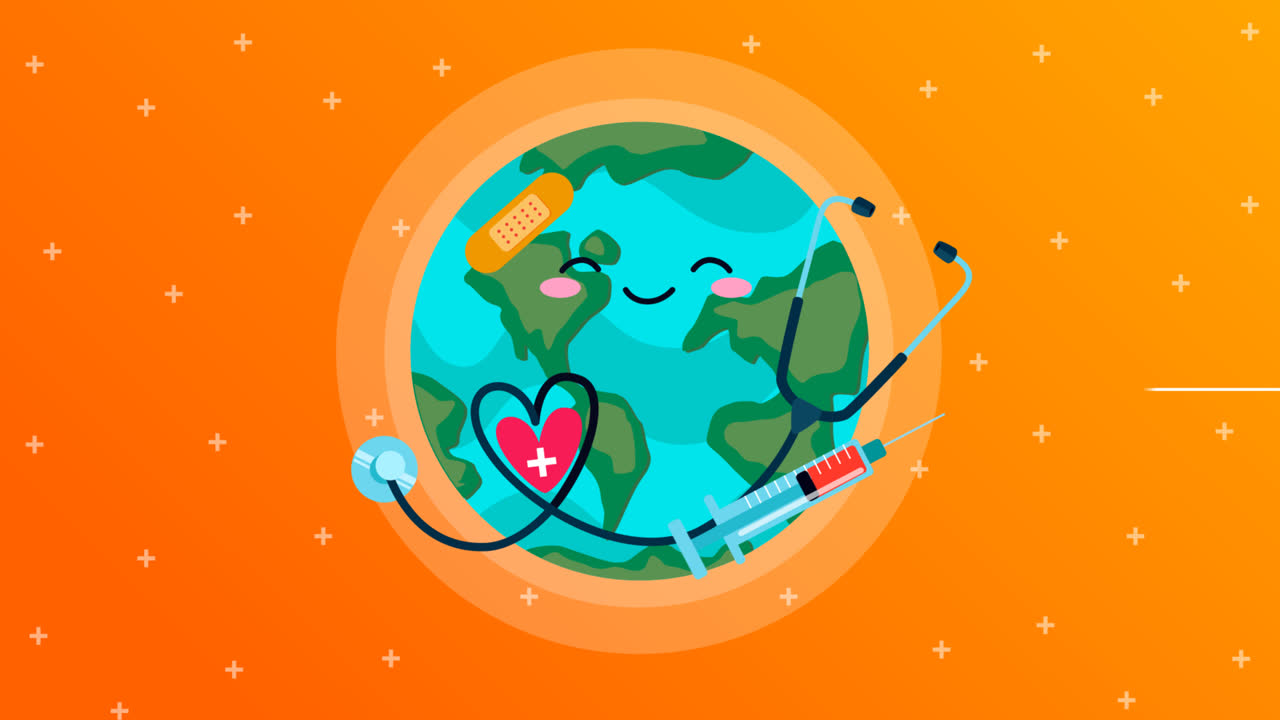 평평한 디자인의 모션 그래픽 세계 건강 날 배경