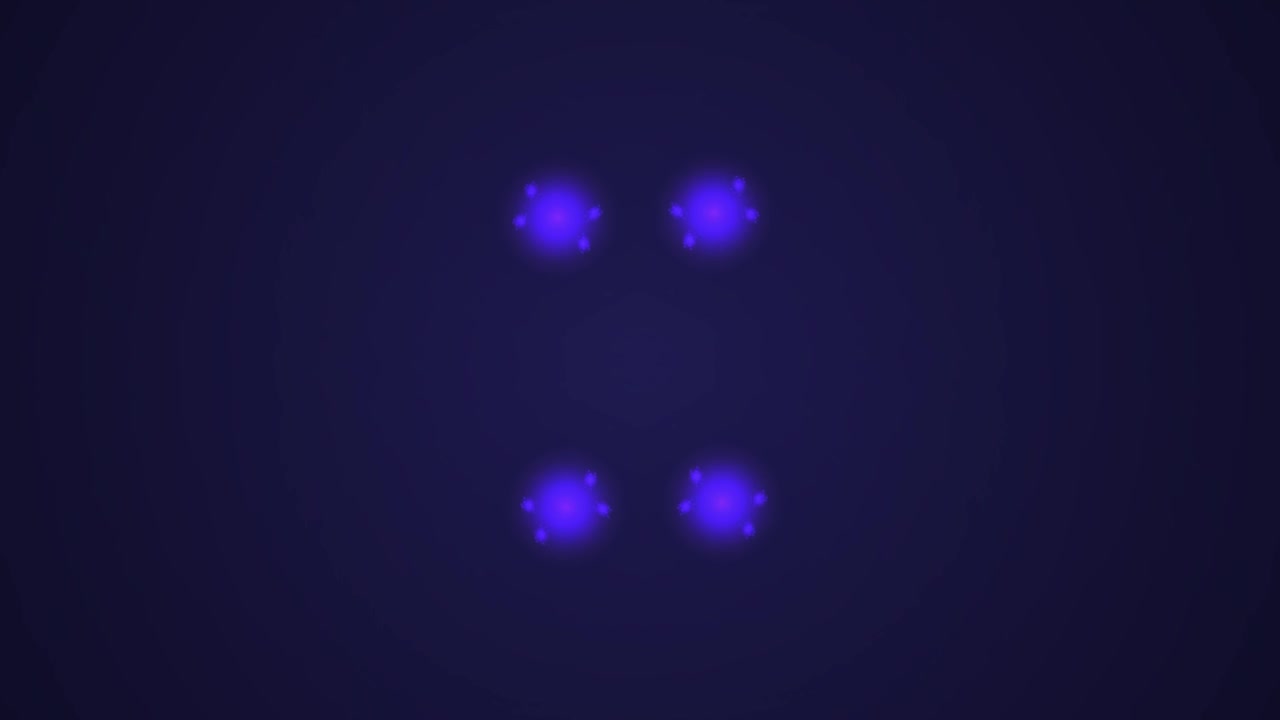 Abstract Motion Graphic of Glowing Blue Spheres Rotating on Dark Background