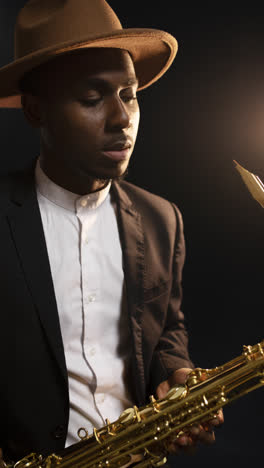 musician playing saxophone in different settings