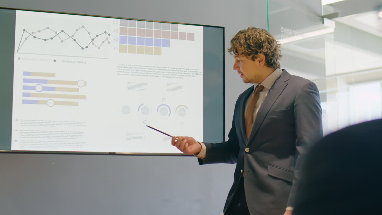 Businessman Giving Presentation on Corporate Meeting
