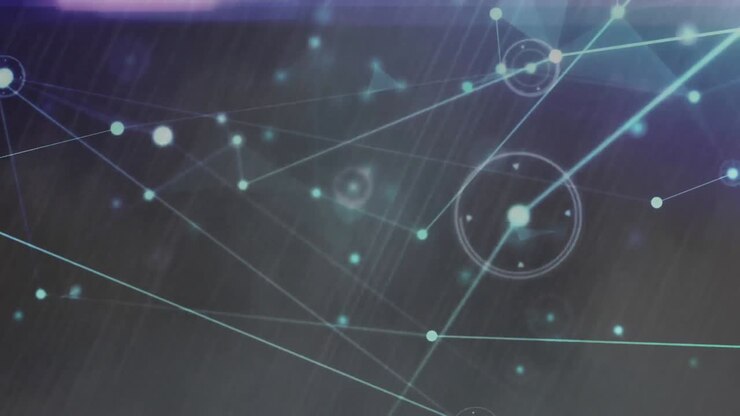 Animation of network of connections on blue background