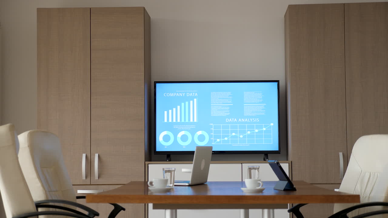 Conference Room with Data Analysis Presentation
