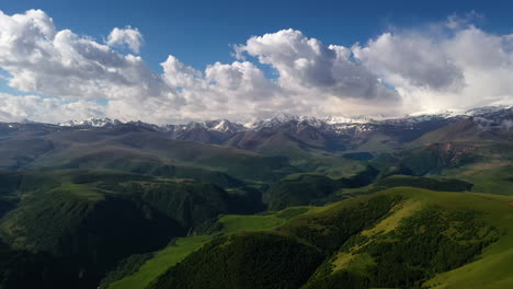 Elbrus-Region.-Flying-over-a-highland-plateau.-Beautiful-landscape-of-nature.-Mount-Elbrus-is-visible-in-the-background.