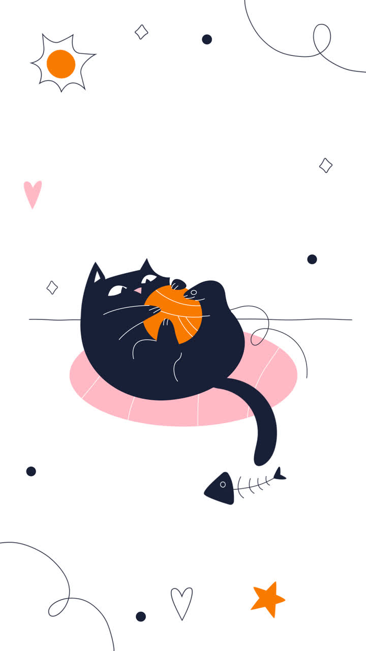 Motion Graphic of Flat international cat day instagram stories collection