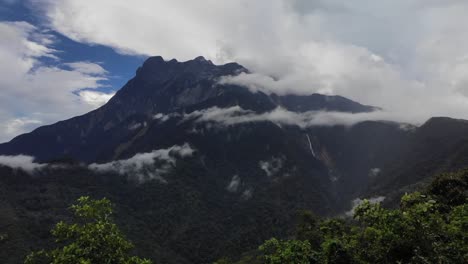 mount kinabalu drone footage flying through trees revealing rainforest below