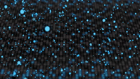 animation of falling blue light particles twinkling on dark background