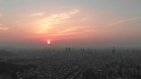 aerial view of taipei at sunset