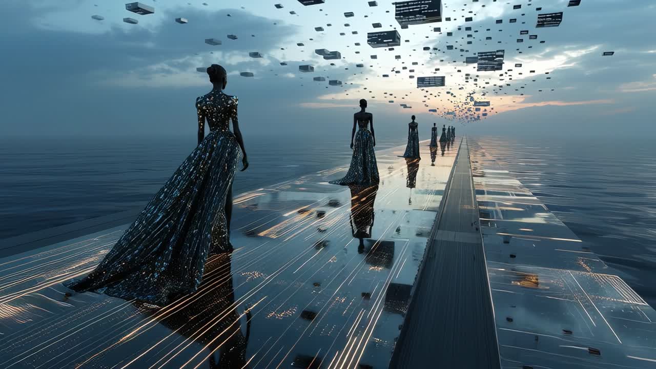 Futuristic Fashion Runway on the Ocean