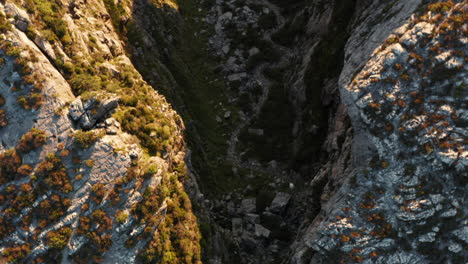 Aerial-of-Platte-Klip-Kloof-with-sunrise-in-Cape-Town-South-Africa