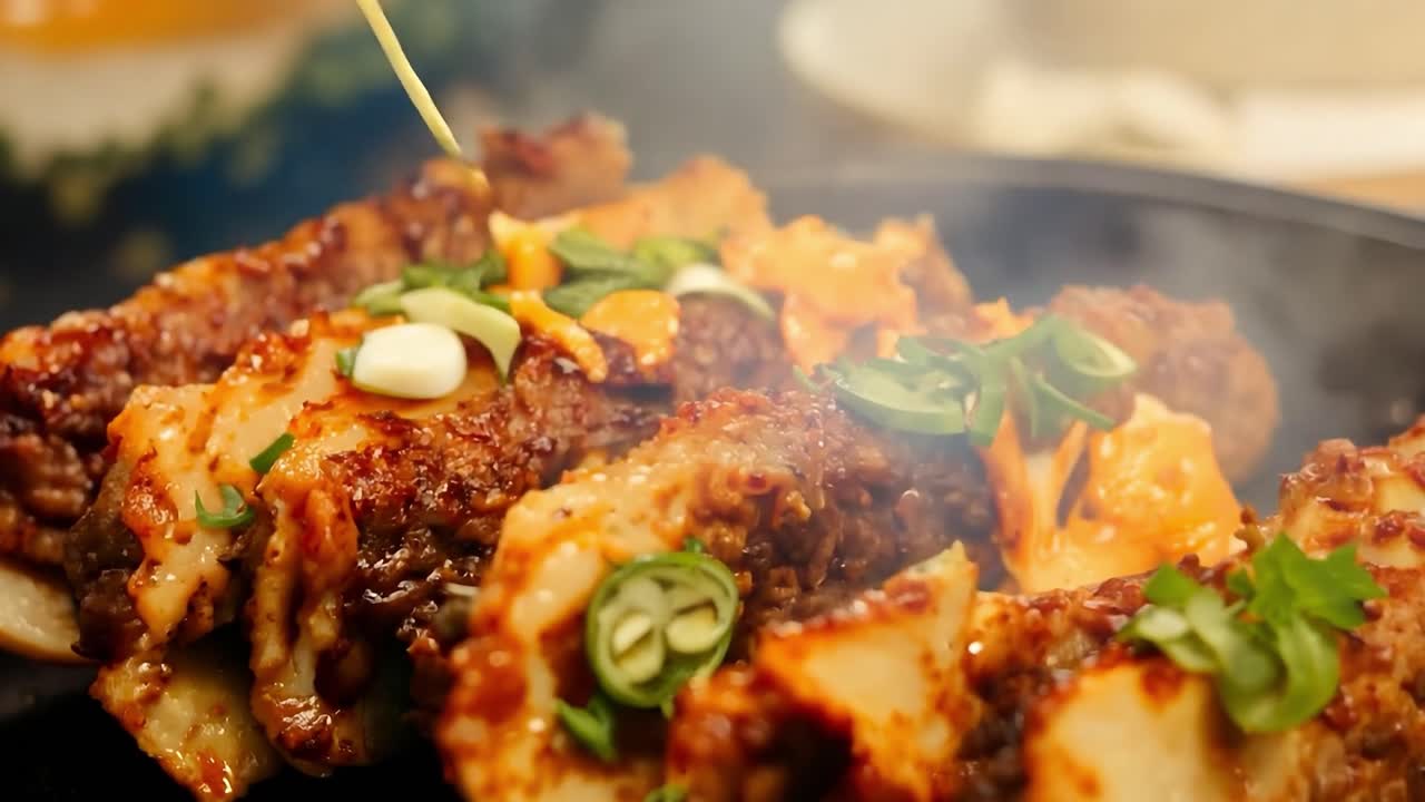 매운 소스와 함께 한국 김 오징어