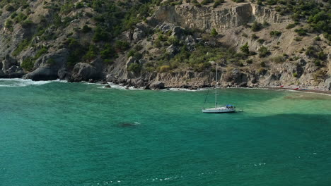 scenic coastal view with yacht