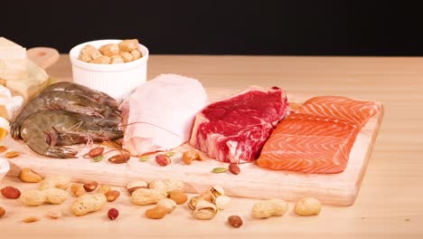 variety of protein sources arranged on a table