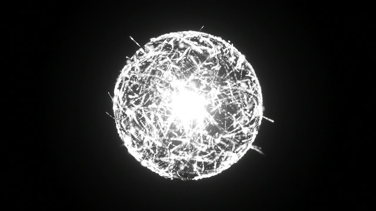 la bola de energía de plasma está en el espacio oscuro, renderizado en 3d, generando un telón de fondo por computadora para el diseño moderno.