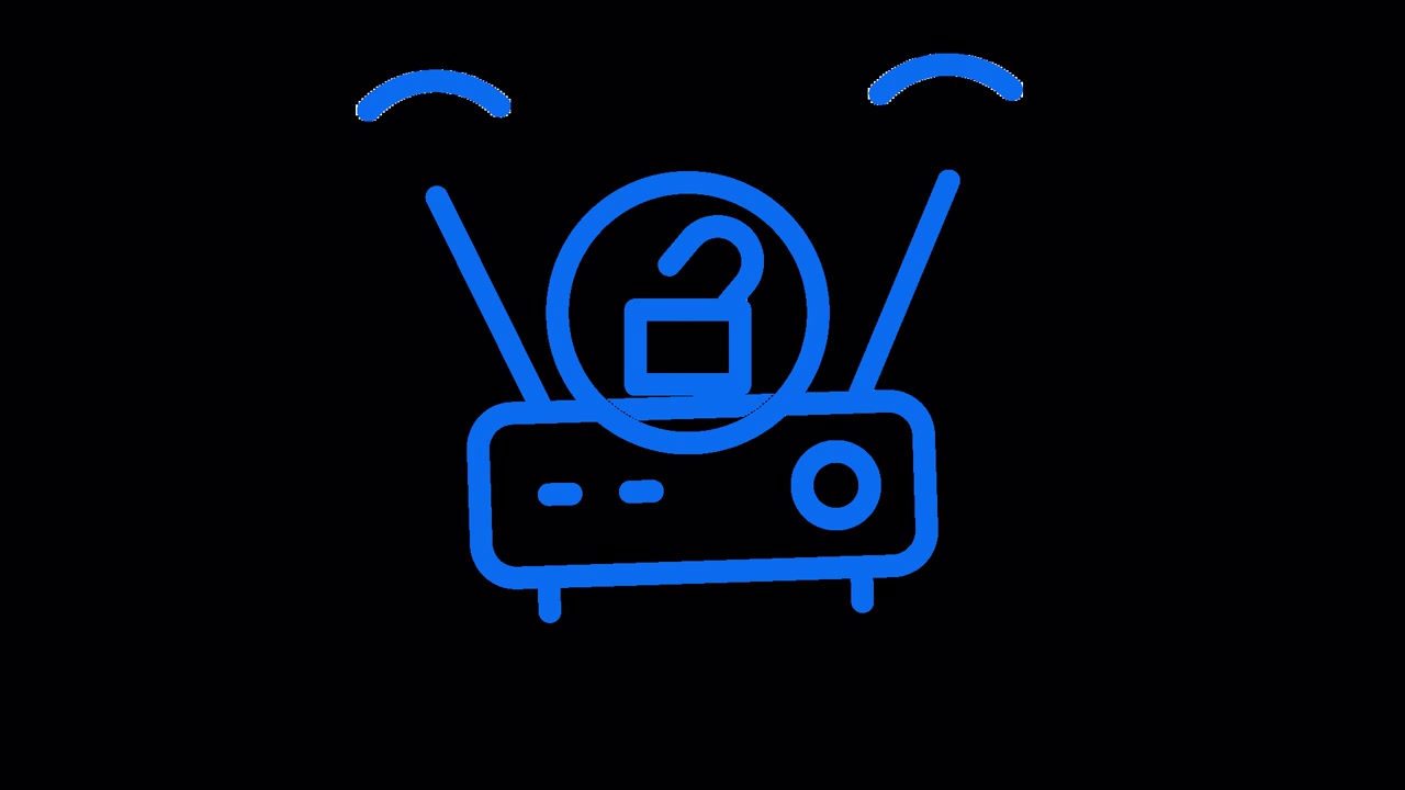 Animiertes WLAN-Router-Symbol mit sich schließendem und öffnendem Vorhängeschloss