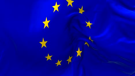 european union flag waving in wind slow motion animation . 4k realistic fabric texture flag smooth blowing on a windy day continuous seamless loop background.