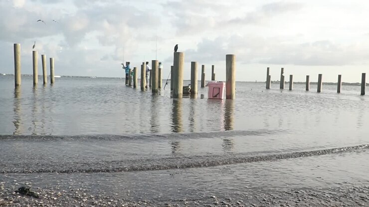 Pesca su un molo allagato, Florida