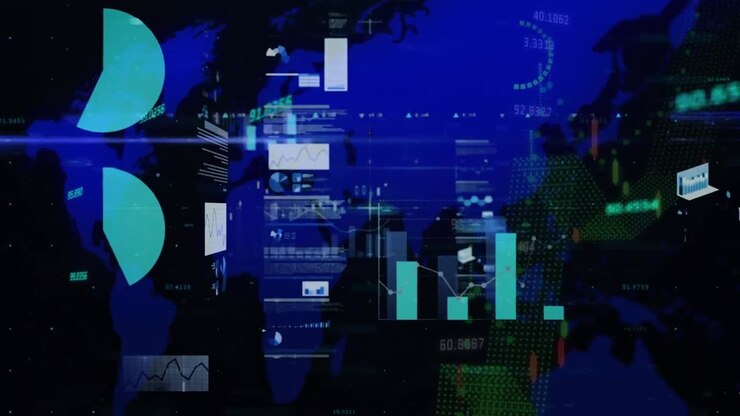Animation of statistics and data processing over world map