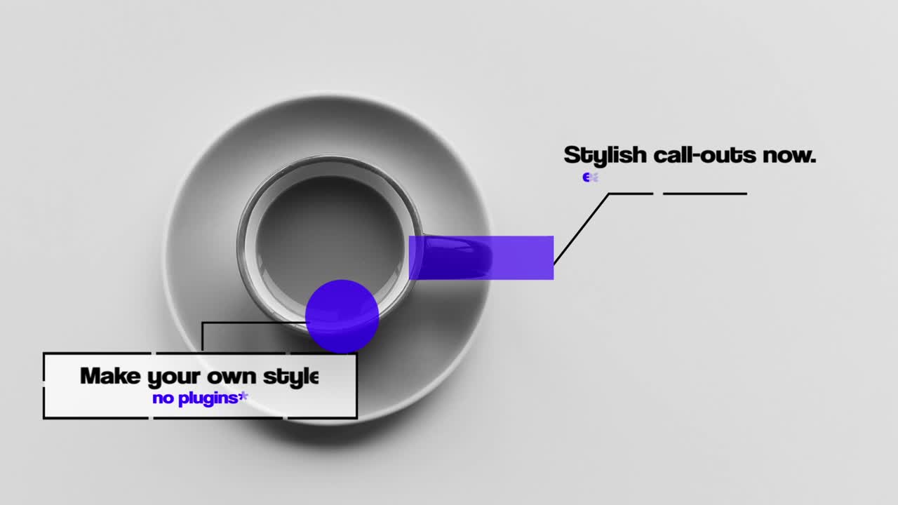 This Premiere Pro template features a collection of 6 minimal call-outs titles