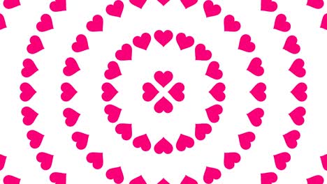 símbolo de corazón rosa patrón de círculo de papel animado de bucle de flip 4k en fondo blanco